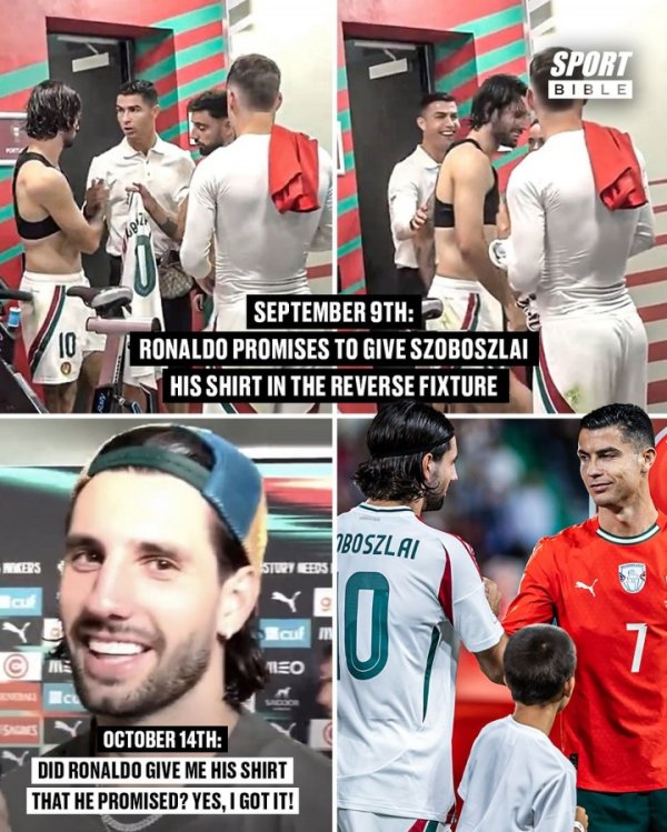 Giấc mơ đã thành hiện thực ☺️Sobo đã nhận được chiếc áo đấu của thần tượng Cristiano Ronaldo sau trậ